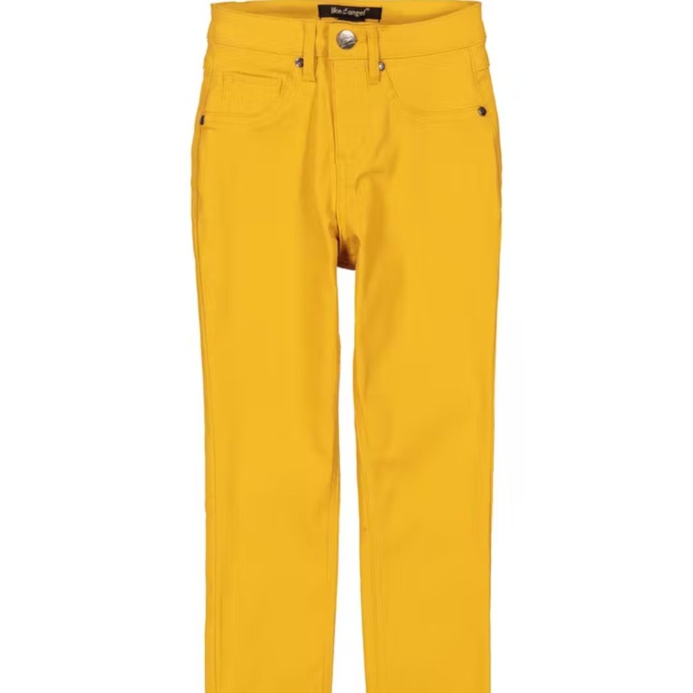 Girls Solid Rolled Cuff Pants Size 10/12 - Mustard Yellow